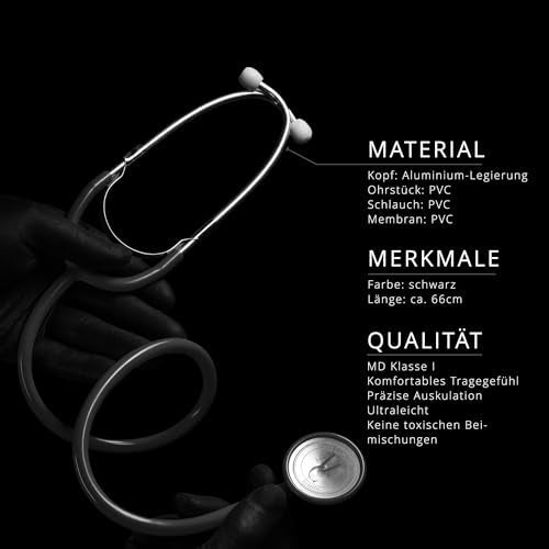 Flat-Headed Stethoscope Ultra-Lightweight Super Acoustics Various Colors | Black1