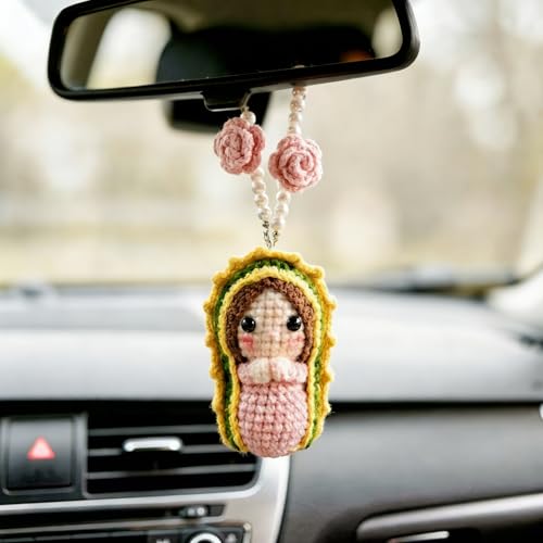 Crochet Virgen De Guadalupe Cute Virgin Mary Crochet Car Accessories Pink Guadalupe Pink