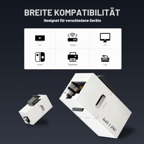 iwillink 10Gbps Cat7 Coupler RJ45 Shielded Keystone Female 25pcs | Ethernet Coupler Female to Female STP Keystone Insert Inline Coupler 25