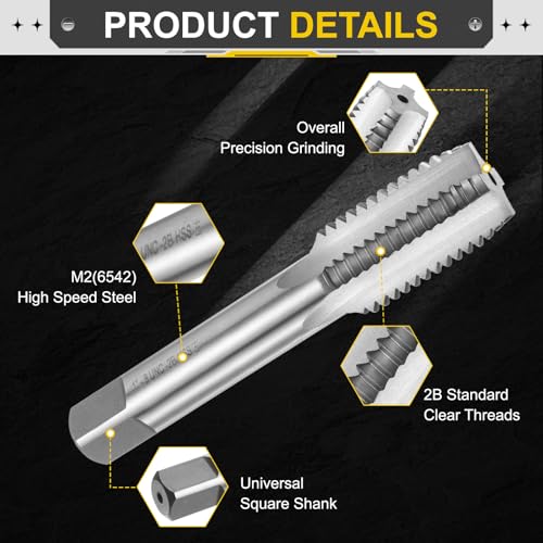 uxcell 1-inch-8 UNC left-hand thread plug tap, straight flute HSS6542 threading tool