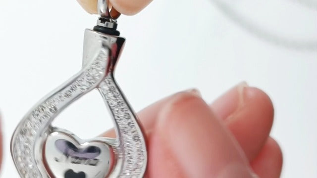 Teardrop Eye of My Heart Crystal Cremation Urn Necklace for Human Pet Ashes Holder Memorial Keepsake Pendant Jewelry Sister