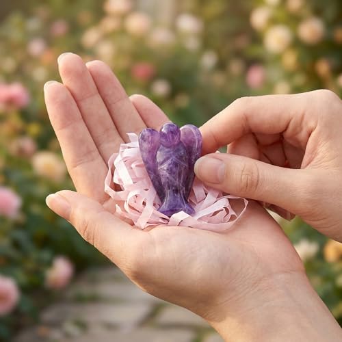 Amethyst Crystal Angel in Tin, Spiritual Gifts for Women, Guardian Angel Gifts, Healing Crystal Gifts, Crystal Ornaments, Chakra Crystals
