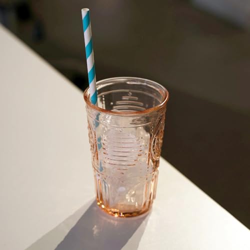 Bormioli Rocco Romantic Set Of 4 Cooler Glasses, 16 Oz. Colored Crystal Glass, Cotton Candy Pink, Made In Italy. 4 Count (Pack of 1)