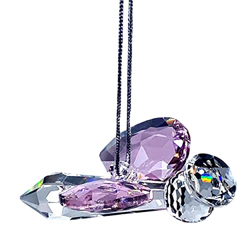 Clear Guardian Angel Suncatcher, Handmade 1.96 Inch Home Window Decoration for Christmas Tree Pink