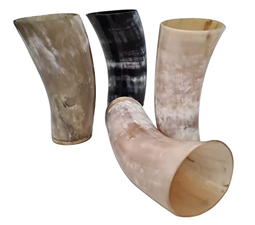 Viking Drinking Horn Glasses Set of 4 friends Handmade Medieval Ale Beer mugs Norse Drinkware for Men celebrational ox horn drinks