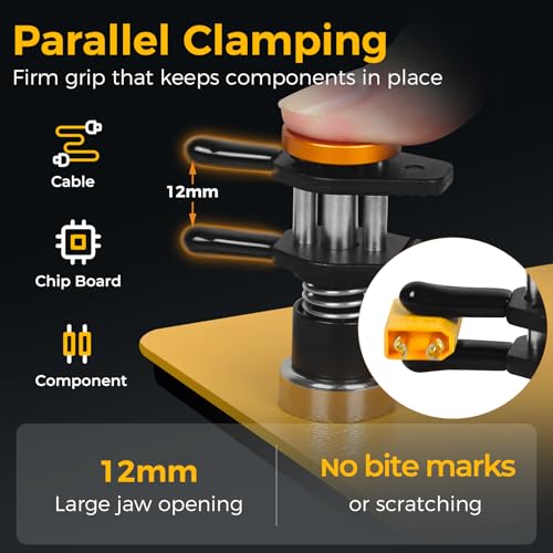 Toolour Third Hand ClampRex O3 for Makers – Compact Soldering Aid Holder with Dual Parallel Clamps, Adjustable Magnetic Base for Circuit Boards, Fine Wires and Components, No Rebound without Bite CalampRex O4