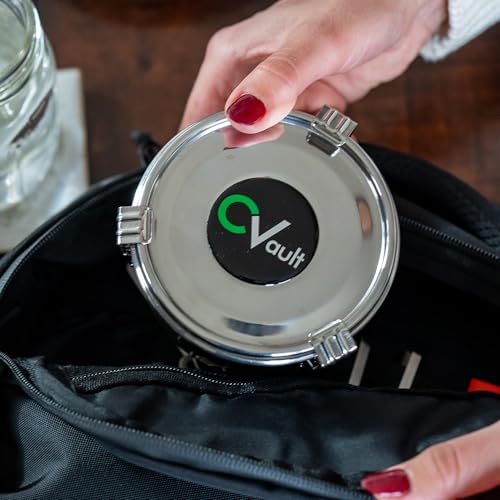 CVault 2 oz Storage Container, Stainless Steel – Airtight, Light-Resistant 2 oz Latch Large (2 oz)