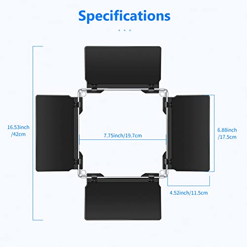 Neewer Professional LED Video Light Barn Door for Neewer 480 LED Light Panel 4.5x6.9 Inches/11.5x17.5 cm, Solid Metal Construction (Only Barndoor Included)