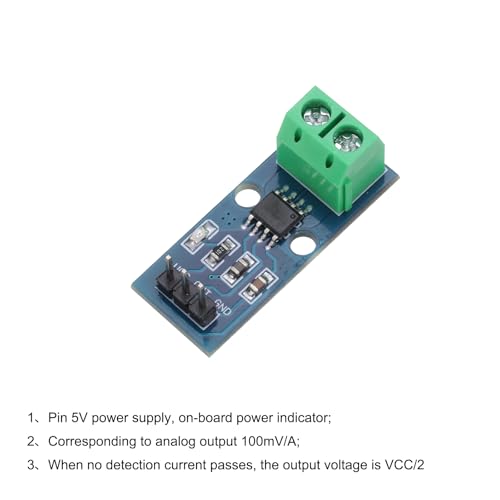 QUARKZMAN ACS712 Current Sensor Module 20A Range Hall Effect Current Sensor Current Measurement AC/DC for Current Detection Pack of 5 | Hall-effect current sensor, for current detection