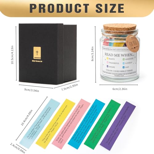 Read Me When Bible Verses Jar for Daily Encouragement，God is Above Bible Verse Jar for Wemen&Men&Teens，Christian Gifts for Women，96 Bible Verses Cards