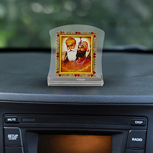 BISMAADH Religious Idol Acrylic Showpiece Figurine for Car Dashboard, Home & Office Décor (Guru Nanak Dev Ji & Guru Govind Singh Ji) Guru Nanak Dev Ji, Guru Gobind Singh Ji