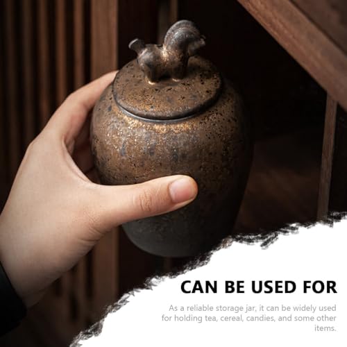 Luxshiny Ceramic Tea Leaf Storage Jar with Airtight Lid Small Japanese Style Tea Canister for Storage and Food Organization for Home Office, 6.09 X 3.73 X 2.99 Inch