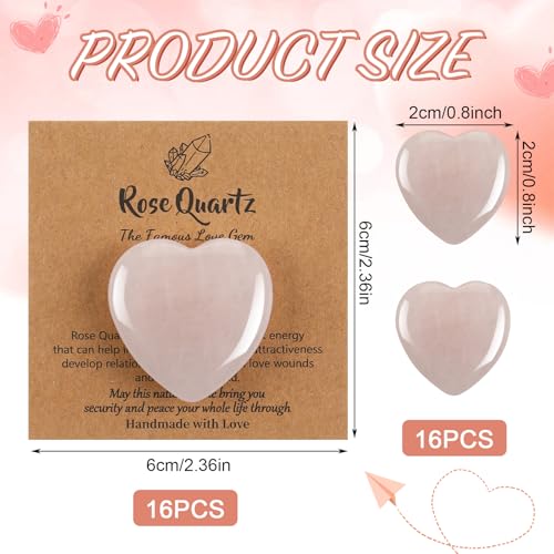 16 Sets 1.2 Inch Pink Heart Shaped Crystal Set Rose Quartz