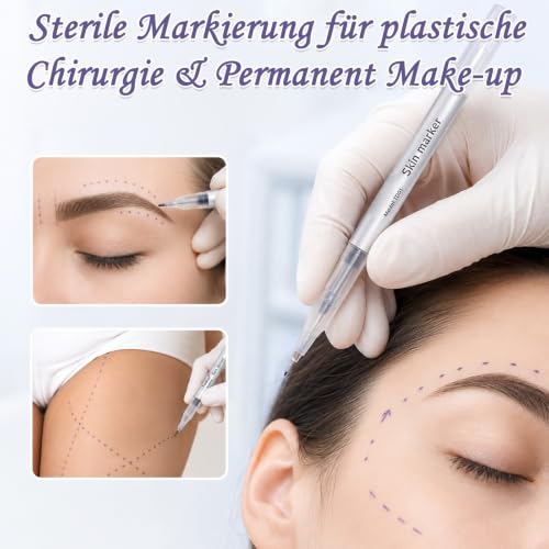 6 Stück Doppelkopf Tattoo Stifte – Tattoo Pen Set Aus Kunststoff, Tattoo Zubehör Für Profis & Anfänger, Hautmarker Mit 1,0/0,5 Mm Doppelspitze