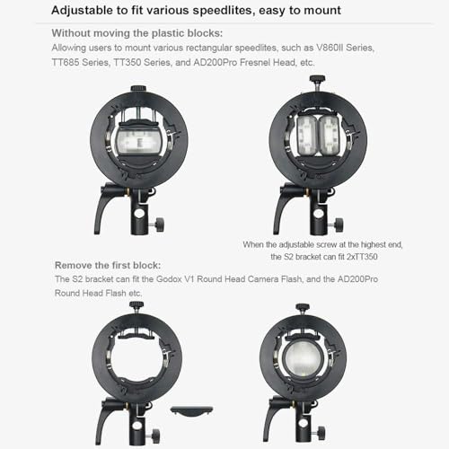 Godox S2 S-Type Flash Bracket with Bowens Mount for Speedlite and Strobe
