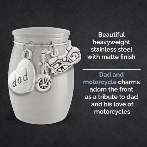 Dad Motorcycle Mini Urn Ashes Holder Biker Memorial Loss of Father