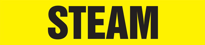 Accuform RPK667SSD Self-Stick "STEAM" Pipe Marker for 2-1/2" to 6" OD Pipe, Black on Yellow, 2-1/2" H x 12" W