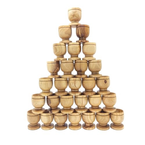 Zuluf Olive Wood Communion Cups, Set of 30 Mini Chalices, 1.6 Inch