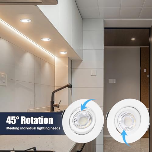 LED Recessed Spotlight 230 V Dimmable White LED Spotlights 6 W IP44 Bathroom Recessed Lights Swivelling Ceiling Spots, Warm White Neutral White Cool White Ceiling Light for Bathroom Kitchen Living Room Set of 6