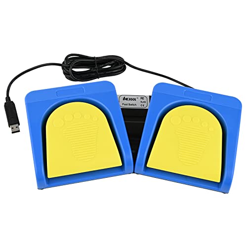 iKKEGOL Upgraded USB Double Foot Pedal Optical Switch Control 2 Key Two Button Program Computer Keyboard Mouse Game Action HID