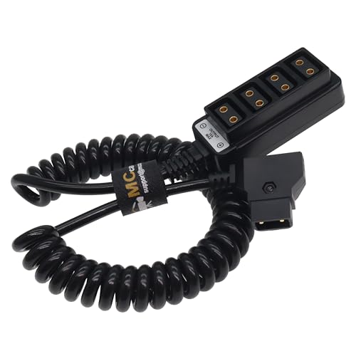 D tap to 4 Port Power Tap P-tap Strip D-tap Splitter Hub DTap Female Coiled Splitter Cable for Anton Bauer V-Mount Battery Coiled Cable