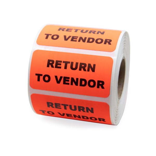 Return to Vendor Inventory Labels – 2" x 1", 500 Labels per Roll, Fluorescent Red, Permanent Adhesive - Warehouse, Quality Control & Retail Return Labels | LabelValue