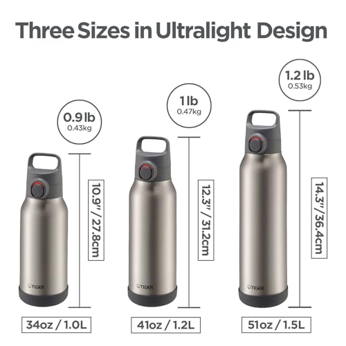 MTA-H150WH Tiger Vacuum Insulated Stainless Steel Bottle, 50 oz (1.5 L), Handle Included, Easy to Open with One Handle, One-Touch, Sports Drink, Large Capacity, Direct Drinking 50.7 Ounces Smoke White
