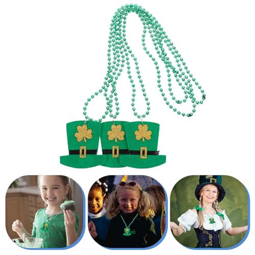 ibasenice 3pcs St Patrick's Day Bead Necklaces Shamrock Party Favors Delicate Necklace for Festival Decoration and Outfits
