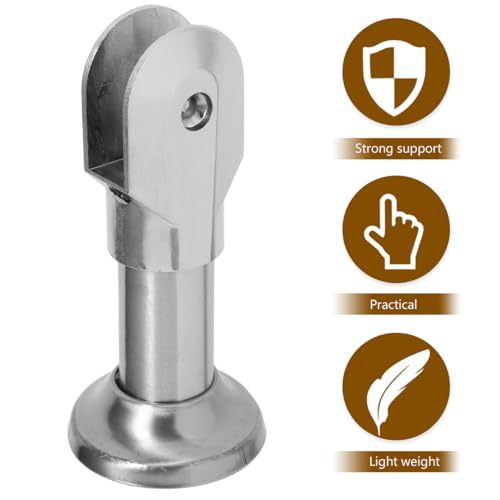 Mikikit Stainless Steel Toilet Cubicle Partition Support Feet 4 Pack Restroom Partition Fitting Accessories with 8 Gaskets 14.20 X 7.00 X 7.00 Cm for Public and Commercial Stalls 14.20X7.00X7.00CM