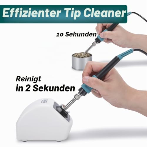 YIHUA 200C Motorised Soldering Tip Cleaner with Infrared Sensor, 4 Brass Wool Brushes, 12 V Power Adapter, Lifting Tool, Compatible with the 900M Series, 907 Series, 902 Series (EU Plug)