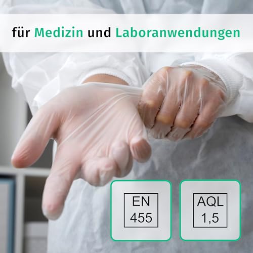 SF Vinyl Gloves L Transparent - Pack of 100 Disposable Gloves Powder-Free | Latex-free disposable gloves for care, examination, cleaning, kitchen, cosmetics and household use; for commercial and everyday use