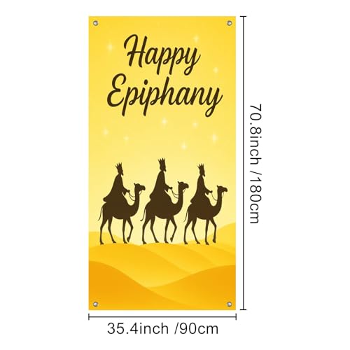 BlissYard Three Kings Door Cover 35x71 Inch Nativity Star Holiday Decor Desert Camel