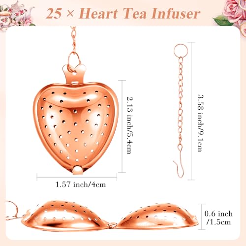 Qinyoung 25 Sets Bridal Shower Tea Party Favors for Guests, Rose Gold