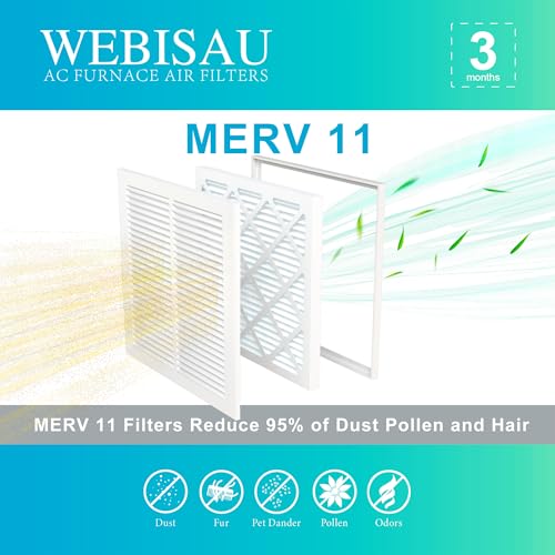 WEBISAU 12x12x1 MERV 11 furnace air filter 4-pack for HVAC systems