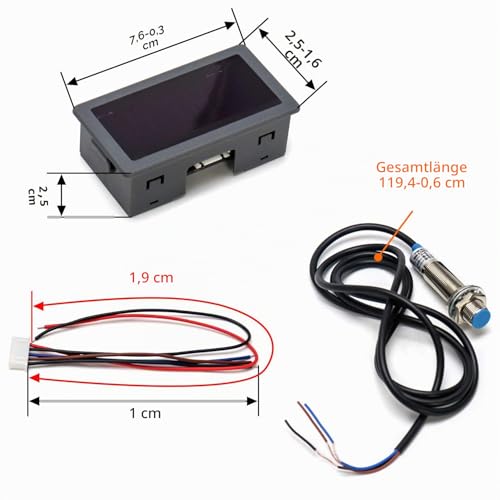 QWORK 4 Digital LED Display RPM Speed Meter Panel Inductive Hall Effect Sensor NPN Proximity Switch