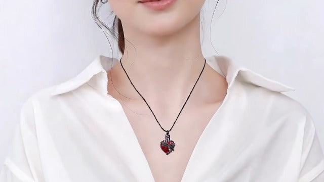 Imrsanl Rose Flower Crystal Heart Urn Necklace for Ashes Black-Purple