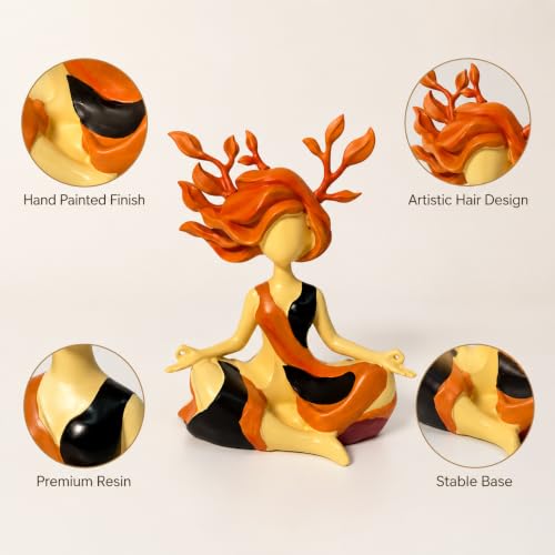 Meditation Statue Resin Figurine, Yoga Decor Sculpture, Spiritual Home Decor for Bedroom, Living Room, Office and Meditation Room