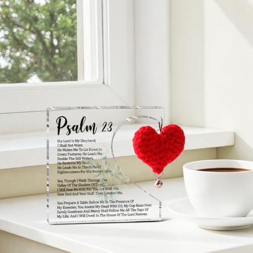Psalm 23 Acrylic Plaque, The Lord Is My Shepherd Bible Verse Desk Decor, Christian Gifts for Women
