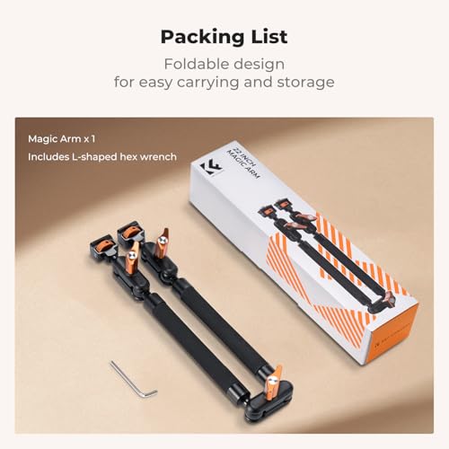 K&F CONCEPT 22" Magic Arm, Overhead Desk Camera Arm Mount, Long Articulating Friction Boom Arm for Phone, Action Camera, LED Light, Microphone 22" Magic Arm Only