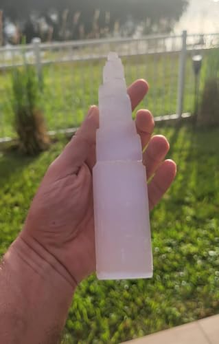 Pachamama Essentials Large Selenite Tower 8" Tall Skyscraper Healing Crystal Stone Reiki Meditation Energy Protection