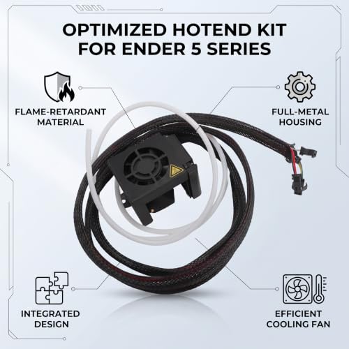Ender 3 Hotend Replacement Full Assembled All Metal Extruder Kit 24V with Brass Nozzle Aluminum Block Cooling Fan for 3D Printer Upgrade Easy Install