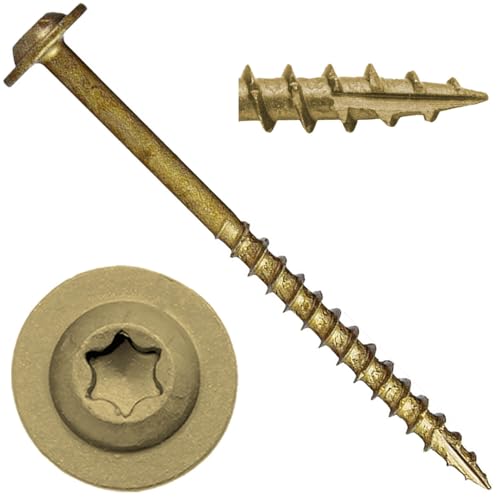 8 x 2-1/2" Bronze Star Multipurpose Torx/Star Drive Head Exterior Coated Modified Truss Head Cabinet Wood Screw - 1 Pound - 112 Screws