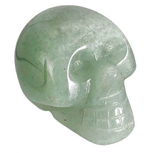 Mini 1" Crystal Human Skull Head Statue Figurine, Hand Carved Pocket Stone Halloween Sculptures Decoration Healing Reiki, Pack of 5, Green Aventurine