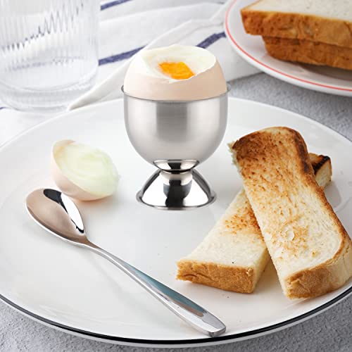 Set of 12 stainless steel egg spoons for soft boiled eggs, 5.5 inches long, by YellRin, featuring sleek, durable design.