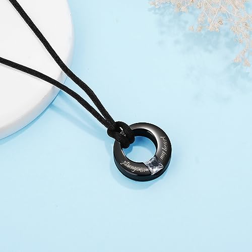 YOUFENG Birthstones Urn Necklaces for Ashes Round Cremation Pendant Urns for Human Ashes Memorial Keepsake Locket Jewelry All April