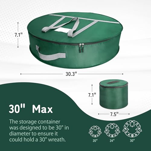 30 in Wreath Storage Container Made of 600D Nylon Oxford Fabric and Steel Wire. Wreaths Storage Bag has 4 Interior Velcro Fasteners and a Removable Inner Pocket. (1 Pack) 1