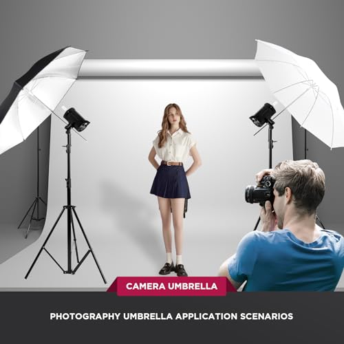 [4 Pack] Photography Umbrella Lighting Kit,43" & 33" Translucent White Soft Umbrella & Silver Reflector Umbrella KIt for Studio/Outdoor Photo and Video Lighting Accessories, Whole Set for Photography… 1*33"White+1*33"Black+1*43"White+1*43"Black