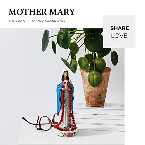 Virgin Mary Rosary Holder Statue, 8'' Polyresin Madonna, Catholic Classic