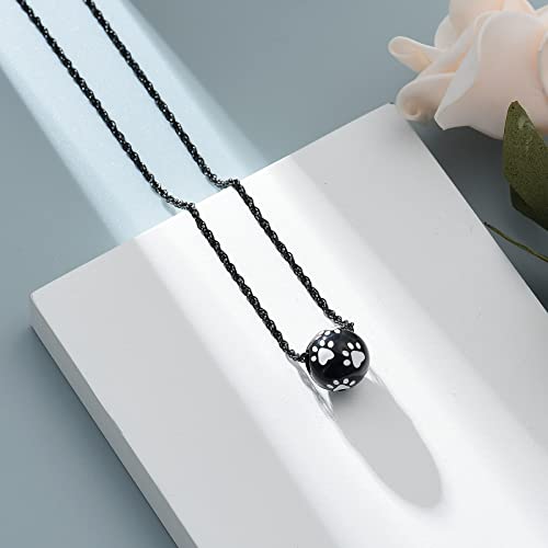 Paw Print Urn Cremation Necklace For Ashes Dog Cat Pet Paw Print Animal Keepsake Memorial Charm Pendant Necklace For Men Women B