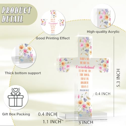 Floral Christian Decor Prayer Room Decor Acrylic Religious Gifts for Women When My Heart Is Overwhelmed